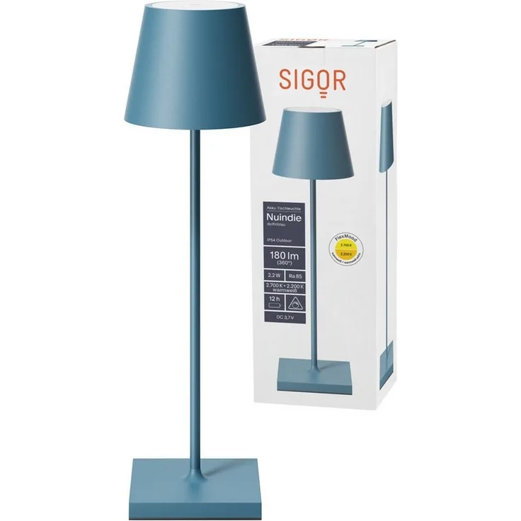 SIGOR LED Tischleuchte Akku-Tischleuchte, Dimmbar, LED fest integriert, Warmweiß