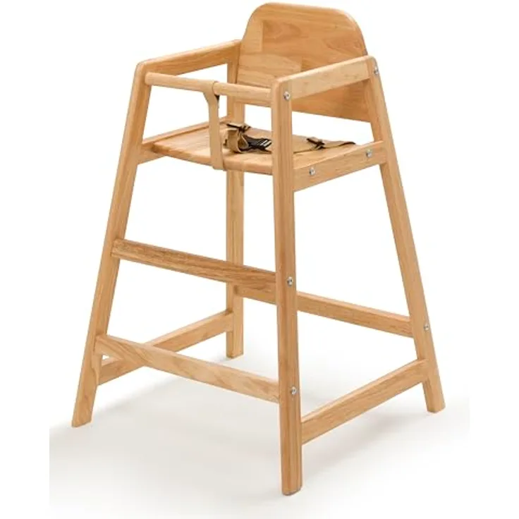 Safetots Einfach stapelbarer Holzhochstuhl, Naturfarben, Hochstuhl für Baby und Kleinkind, Stilvoll und praktisch, Babyhochstuhl für Ihr Zuhause oder platzsparender Hochstuhl für Restaurants.