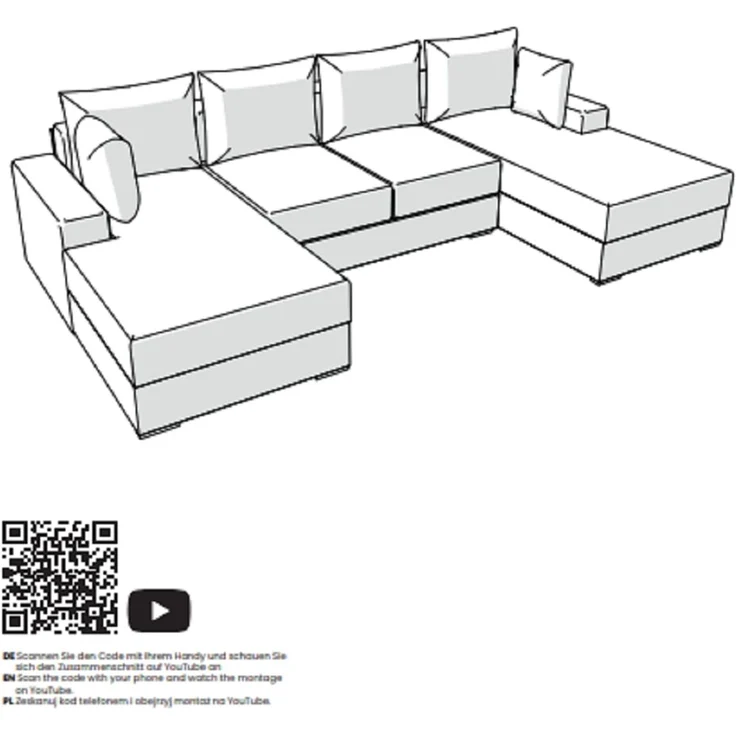 Ecksofa FABIO 328x182 cm mit Schlaffunktion, Bonellfederkern und Bettkasten – Bild 9