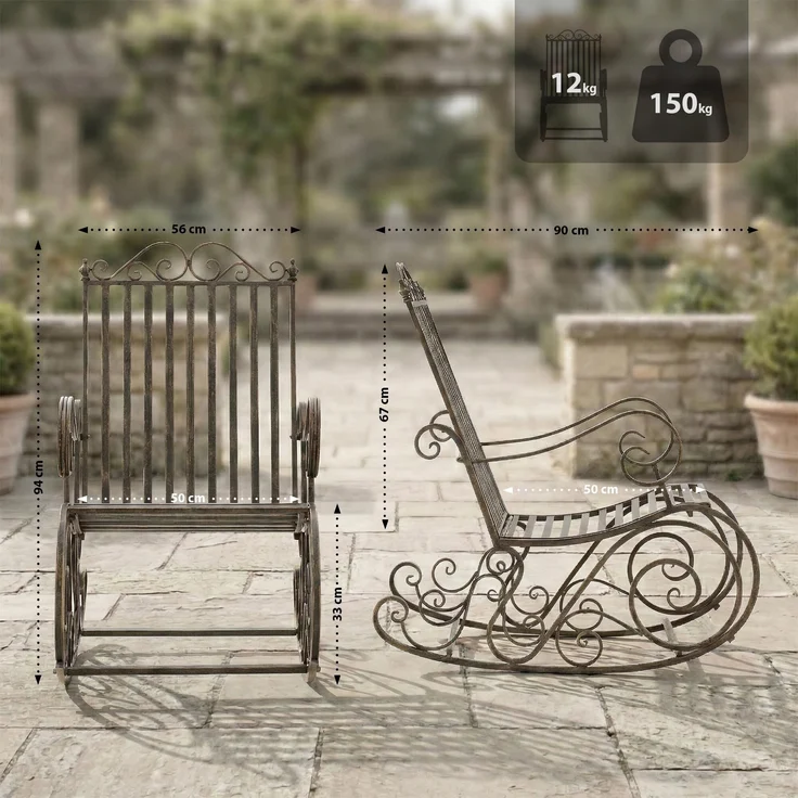 CLP Schaukelstuhl Relaxstuhl Smilla, wetterfest für Garten, Metallgestell,bronze – Bild 4