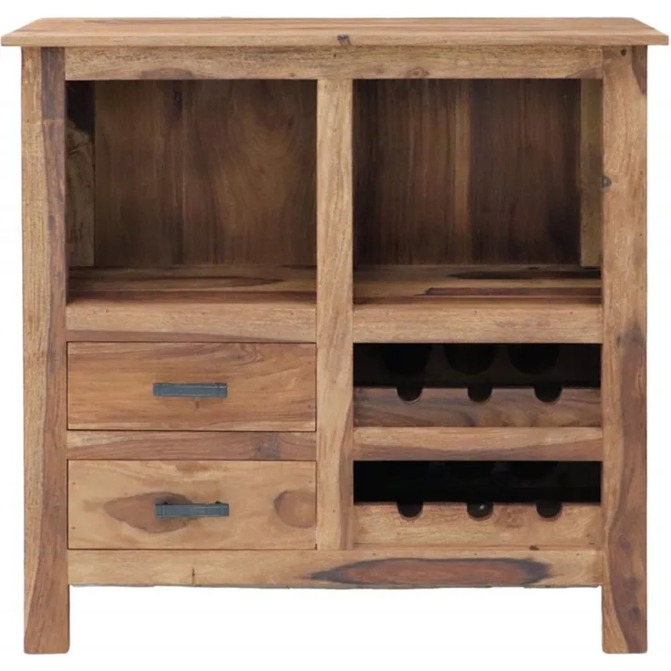 Barschrank Rami 90x90x35 aus indischem Sheesham-Massivholz