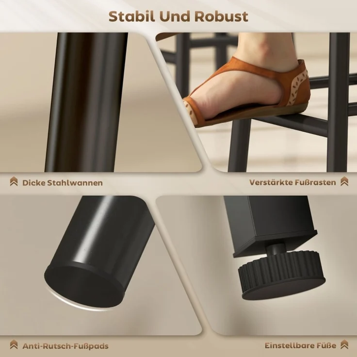 3-tlg, Bartisch-Set mit Stauraum, Weinregalen, Glashaltern, Hockern mit Fußstütze, für kleine Räume, Grau--Grau--121.5x40x122cm--YOUDENOVA – Bild 5