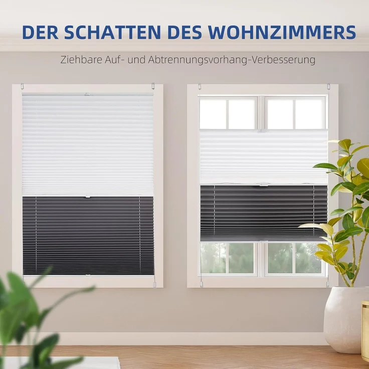 Sekey Plissee Doppelplissee Day+Night 75x200cm, Weiß & Grau – Bild 3