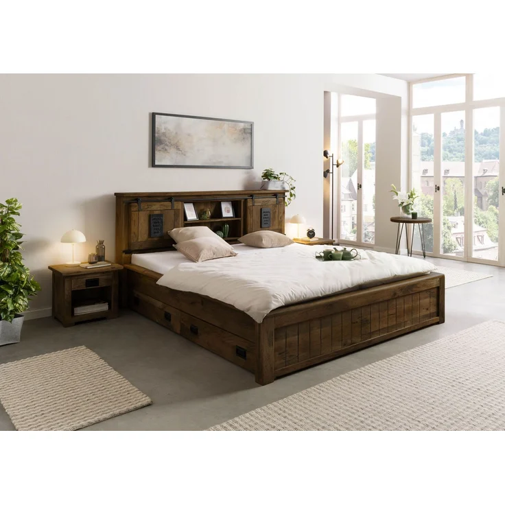 Bett mit Schublade Mango 160x200 braun lackiert RAILWAY #471 – Bild 3