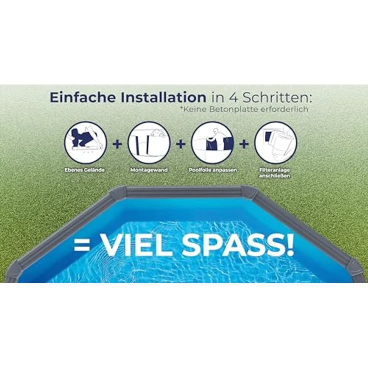 GRE Stahlwandpool-Set 'Anthracite' Ø 350 × 120 cm, mit Sandfilteranlage 4 m³/h, Edelstahl-Sicherheitsleiter und UV-Schutz PVC-Auskleidung – Bild 9