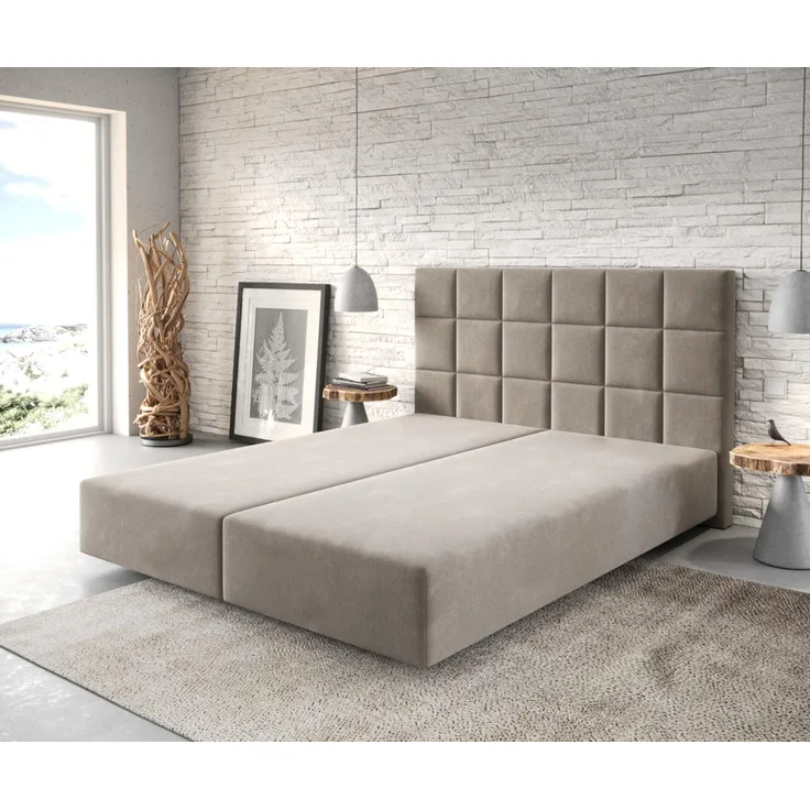 Boxspringgestell Dream-Fine 160x200 cm Mikrofaser Beige