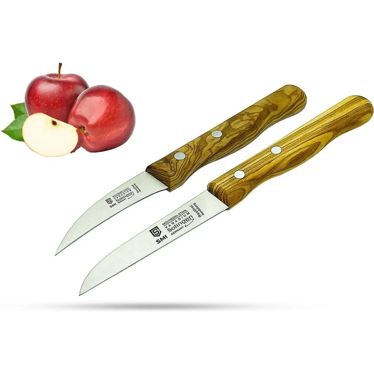 SMI Obstmesser Solingen Schälmesser Set Olivenholz Gemüsemesser Gebogen Gerade – Bild 5