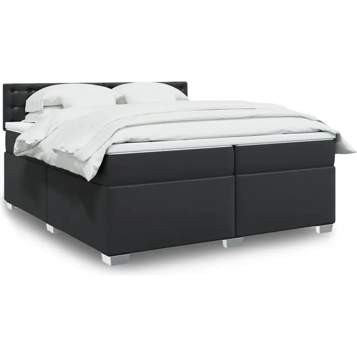 vidaXL Boxspringbett mit Matratze Schwarz 200x200 cm Kunstleder 3288436 – Bild 1
