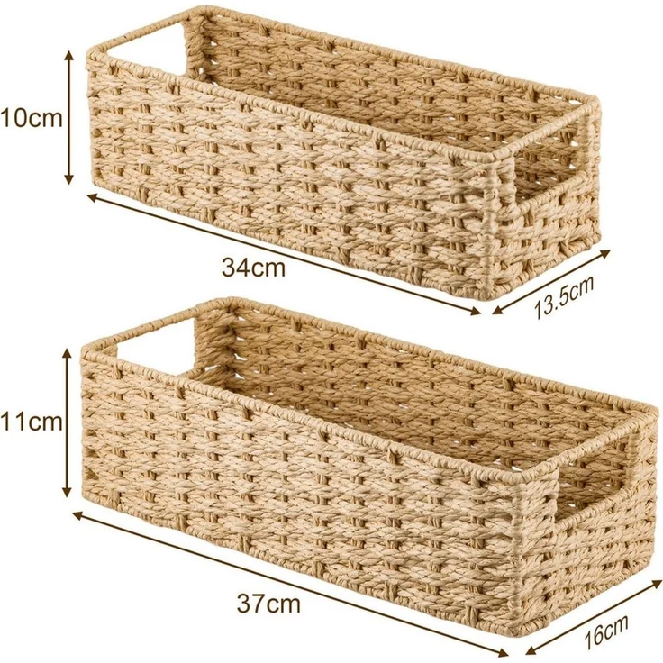Youyijia Wäschekorb Geflochtene r Badezimmer Wäschekörbe Stoffeinsatz Schlafzimmer 2er-Set – Bild 4