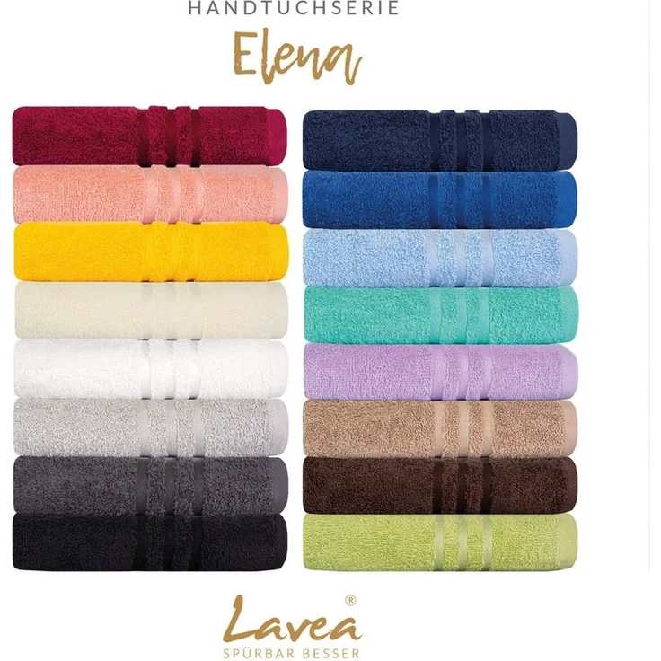 Lavea Handtuch Set Elena, Duschtücher, Handtücher, Gästetücher, Waschhandschuhe, 100% Baumwolle (Set, 10-St), Frottierserie, weich & saugstark, pflegeleicht, 500 g/m² Frottier – Bild 3