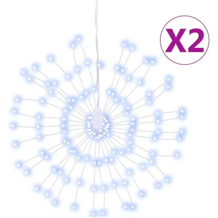 vidaXL Weihnachtsbeleuchtungen Feuerwerk 2 Stk. 140 LEDs Kaltweiß 17cm 3190512