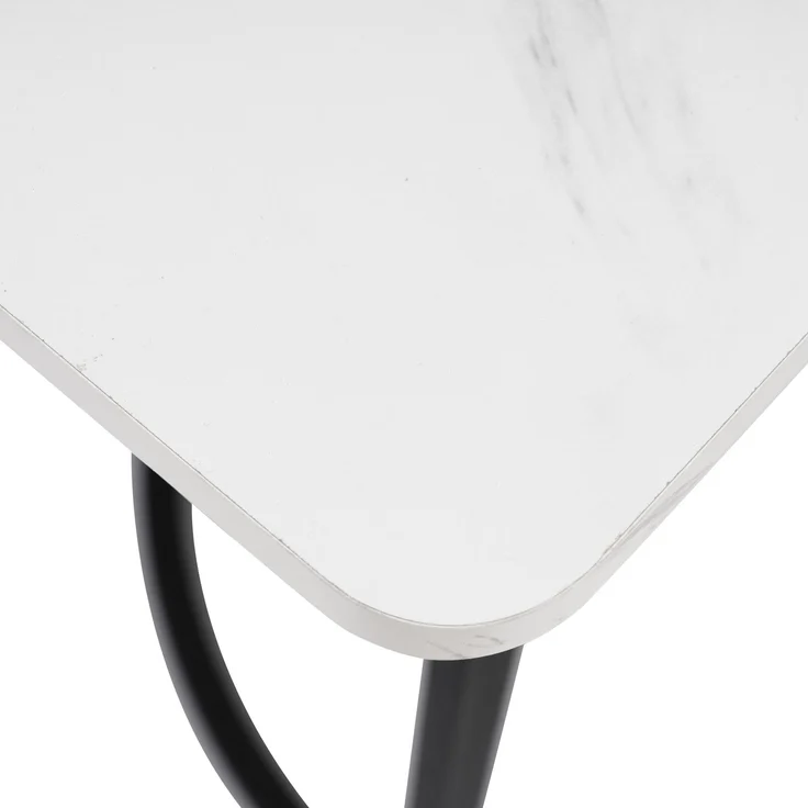 Essgruppe (5-tlg),Esstisch mit 4 Stühlen Set, Moderner Küchentisch Set , 140×80cm Küchentisch mit Schwarz Metallbeinen, MDF Tischplatte in Weißer,Schwarz Samt Esszimmerstühle--Weiß--96x69x18.5cm--YOUDENOVA – Bild 10