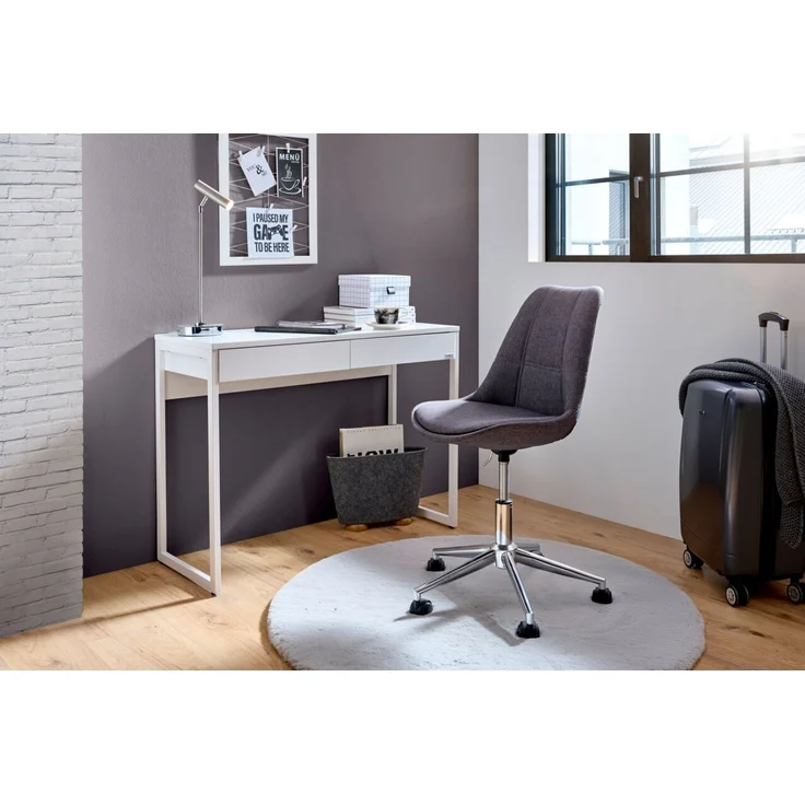 Carryhome 'CALAIS' Schreibtisch, MDF Metall weiß, 102 x 77 x 40 cm, mit 2 Schubladen – Bild 3