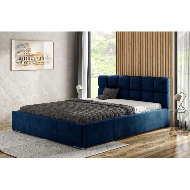 thematys Polsterbett mit Bettkasten & Lattenrost – Stauraumbett 180x200cm, mit 19 cm 7-Zonen-Wende-Taschenfederkern H3/H4 mit Kokos, Plüschstoff, Blau – Bild 6