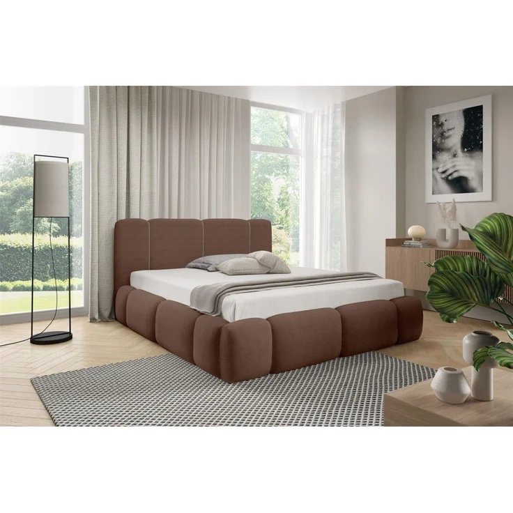 Polsterbett Schlafzimmerbett SPRINGS 120x200cm in Stoff Lambi Braun – Bild 2