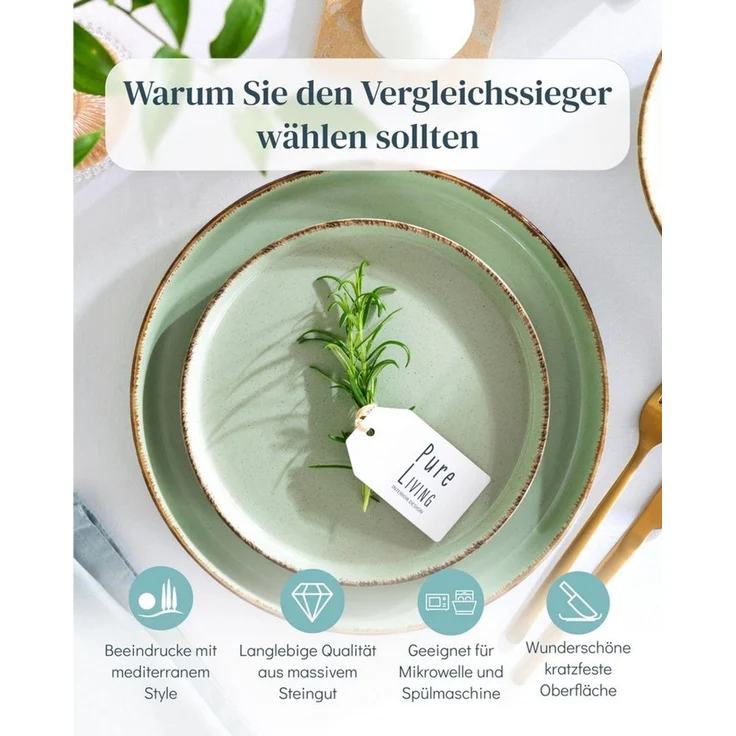 PURE LIVING INTERIOR DESIGN Geschirr-Set Steingut Kaffeetassen 6 Personen Rustic TESTSIEGER, Hochwertiges Landh (6-tlg), 6 Personen, Steingut, Authentischer Landhausstil, Reaktive Glasur – jedes Stück ein Unikat,… – Bild 2