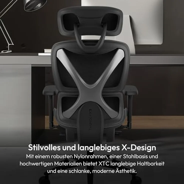 ThunderX3 XTC Ergonomischer Bürostuhl, Loft Dark Grey mit höhenverstellbaren 3D-Armlehnen und atmungsaktivem Mesh-Bezug, bis 125 kg belastbar – Bild 6