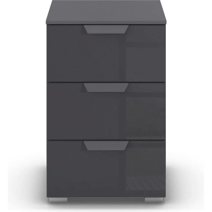rauch Aditio Box, Nachttisch, 2 Schubladen, mit Glasfront, mit Softclose-Funktion, Farbe Grau metallic, BxHxT 40x61x42cm – Bild 6
