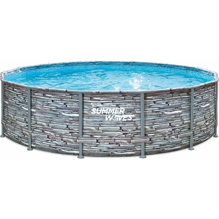 Summer Waves 'Elite' Frame Pool, Komplettset mit exklusivem Zubehör, Steinoptik mit Mosaikmuster, Ø 427x107 cm – Bild 1