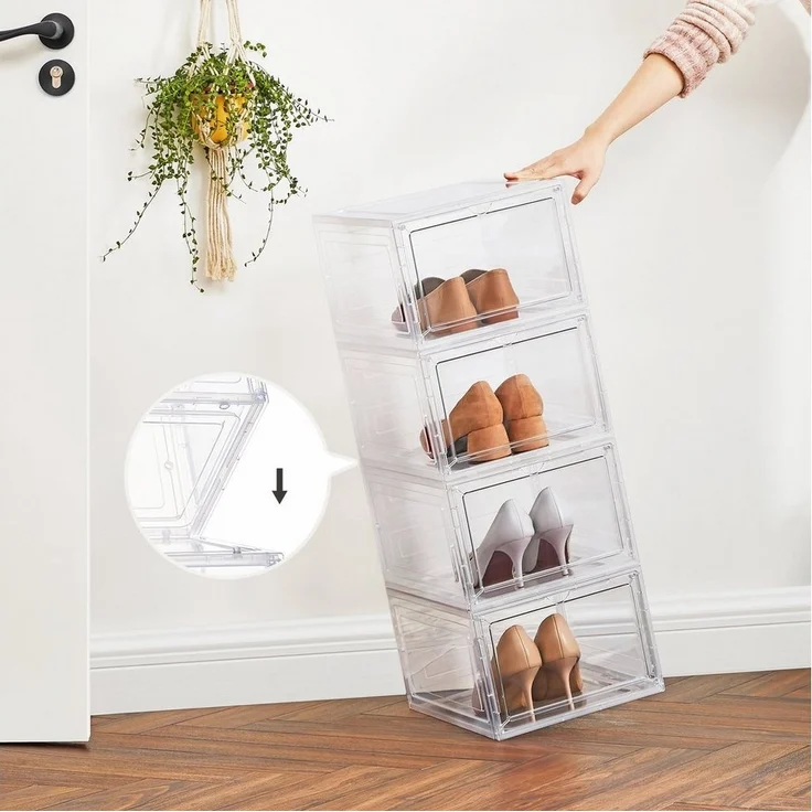 Songmics Schuhbox Schuh-Organizer (6 St), aus Kunststoff, durchsichtig – Bild 3