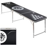 Jago Bierpong Tisch Set für Erwachsene, inkl. 6 Bälle, 100 Becher & Becherhalter, höhenverstellbar / klappbar, Aluminium schwarz, 240 x 610 x 55 cm