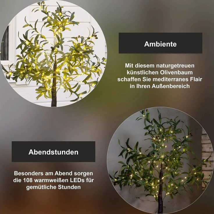 Künstlicher Olivenbaum ,Olivec, klein, 108 LEDS, outdoor, H 120cm – Bild 3