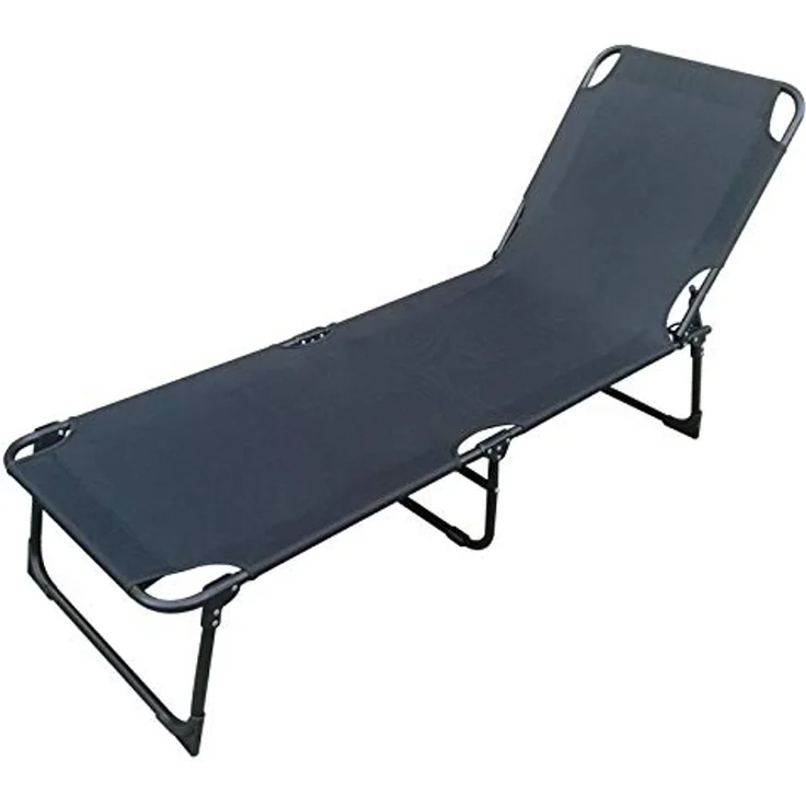 3-Bein Gartenliege Sonnenliege Strandliege Gartenmöbel Liegestuhl klappbar 188cm schwarz