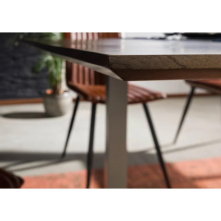 Esstisch Akazie 180x90 grau lackiert / U-Beine silber matt SWISS EDGE – Bild 5