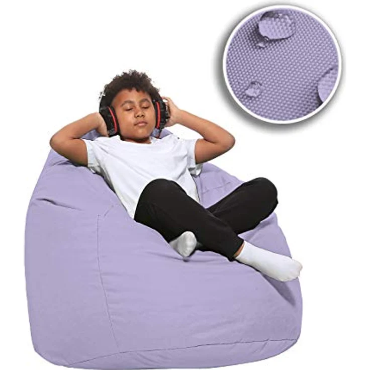 HomeIdeal - Sitzsack XXL Bodenkissen für Erwachsene & Kinder - Geeignet für Gaming oder Entspannen - Indoor wie Outdoor da er Wasserfest ist - mit EPS Perlen, Farbe:Flieder, Größe:XXXL – Bild 8