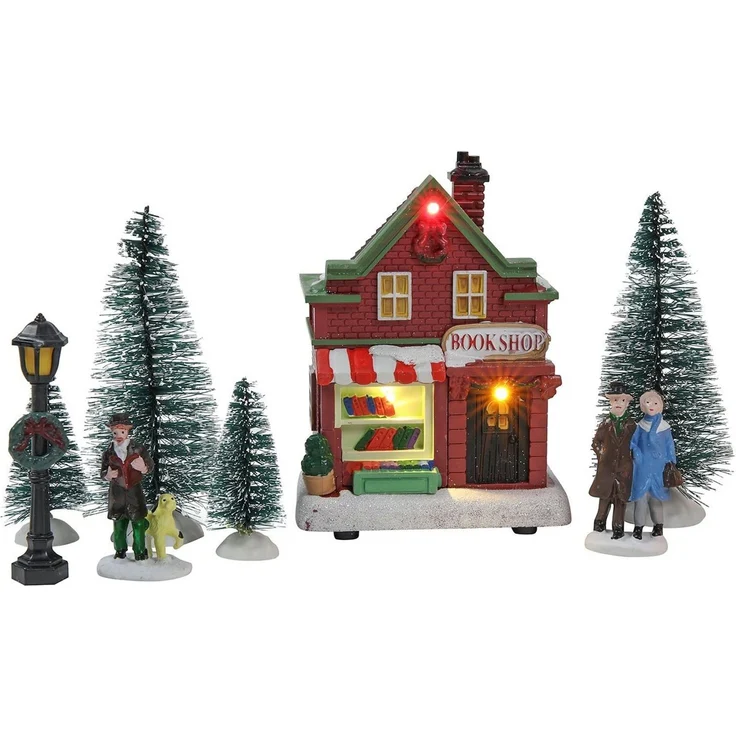 Spetebo Weihnachtsdorf LED Weihnachtsdorf - Set 17-teilig -, Weihnachtsszene mit 9 warmweißen LED - Figuren Häuser Tannen – Bild 3