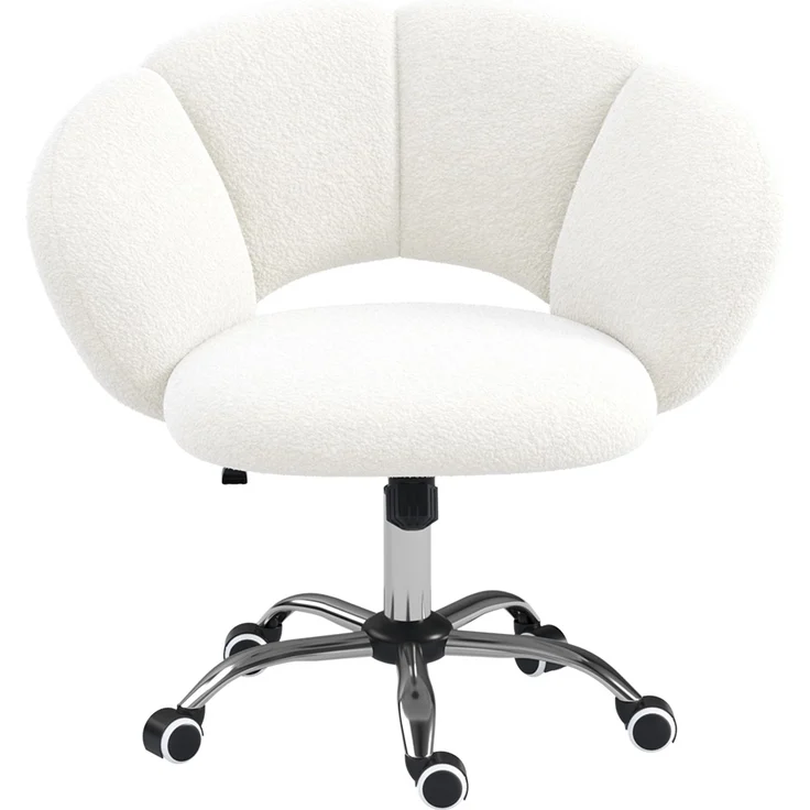 Bellamio 'Meli' Wolkenstuhl, weiß, Teddy-Bouclé Stoff, höhenverstellbar & drehbar, bis 140 kg, Schmink- & Schreibtischstuhl mit Rollen – Bild 10