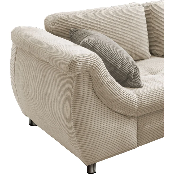 Polsterecke >Allin< Bettfunktion, beige / grau-braun, Cord - 250x66x190cm (BxHxT) – Bild 6