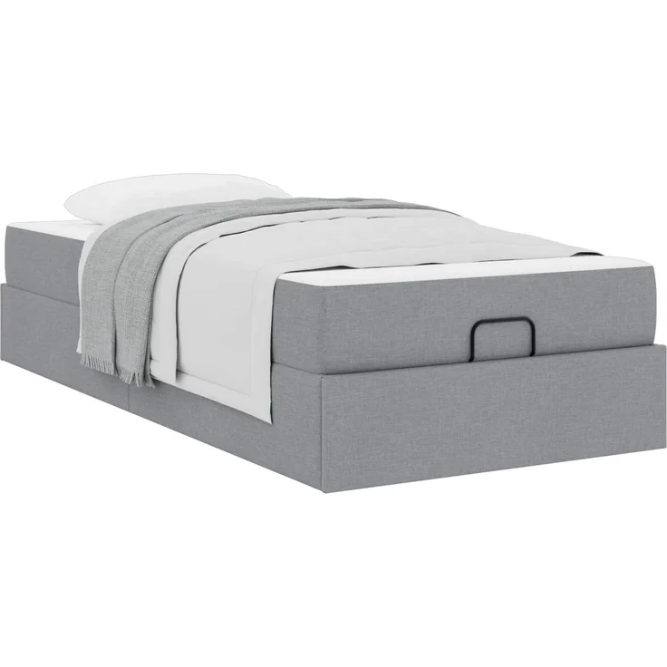 vidaXL Bettgestell mit Matratze mit Matratze 2 pcs Hellgrau Stoff 3399459 – Bild 2