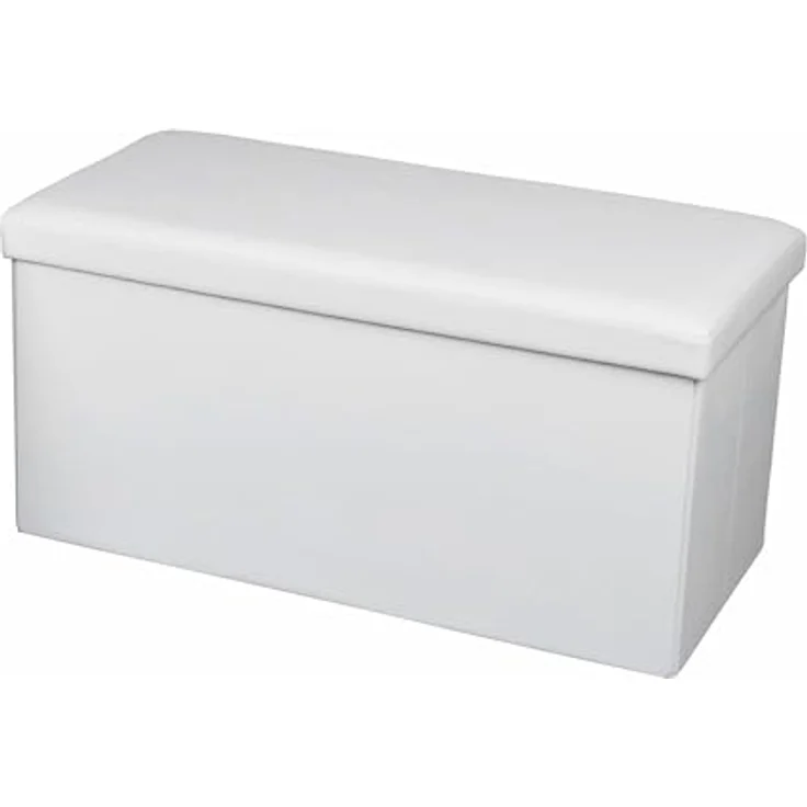 ECHTWERK Sitzbank Faltbare Polsterbank aus hochwertigem Kunstleder, Sitzhocker mit Aufbewahrungsfunktion, Für Wohnzimmer/Schlafzimmer, Bis 300 kg belastbar, Weiß, 76 x 38 x 38 cm – Bild 2