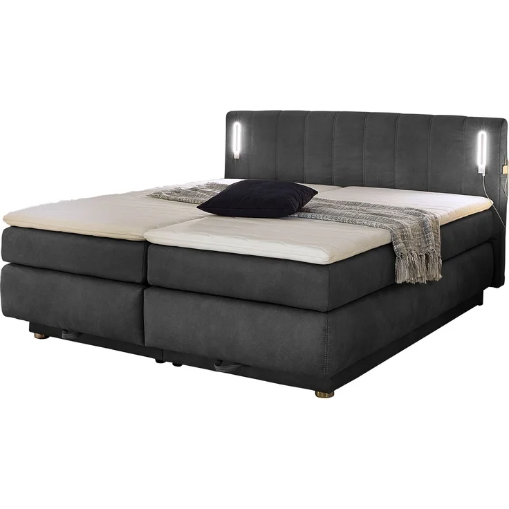 Jockenhöfer 'Kati' Boxspringbett, 180x200 cm, Mikrofaser Dunkelgrau – Bild 6