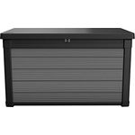 Ambia Garden Kissenbox, Anthrazit/Grau, wetterbeständige Kunststoffbox, 122.9x70.6x62.1 cm, aufklappbarer Deckel, geeignet zum Sitzen, mit Gasdruckfeder