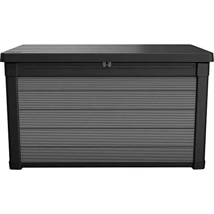 Ambia Garden Kissenbox, Anthrazit/Grau, wetterbeständige Kunststoffbox, 122.9x70.6x62.1 cm, aufklappbarer Deckel, geeignet zum Sitzen, mit Gasdruckfeder – Bild 1