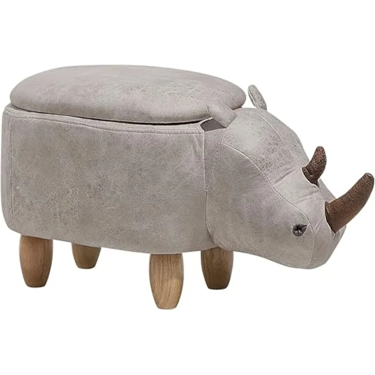 Hocker Lederoptik mit Stauraum hellgrau RHINO
