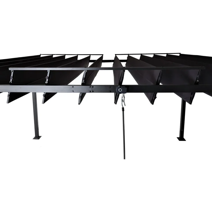 Pergola HWC-L40, Garten Lamellen-Pavillon Terrassenüberdachung, 8cm-Alu-Gestell Stoff/Textil, 3x3m anthrazit – Bild 5