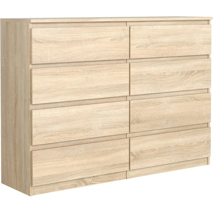 MAGOWA Schubkastenkommode Kommode 140 cm – moderne Kommode mit 8 Schubladen mit extra Stauraum (Vielseitig einsetzbar), Breite 138,5 cm - Höhe 101,5 cm - Tiefe 39 cm