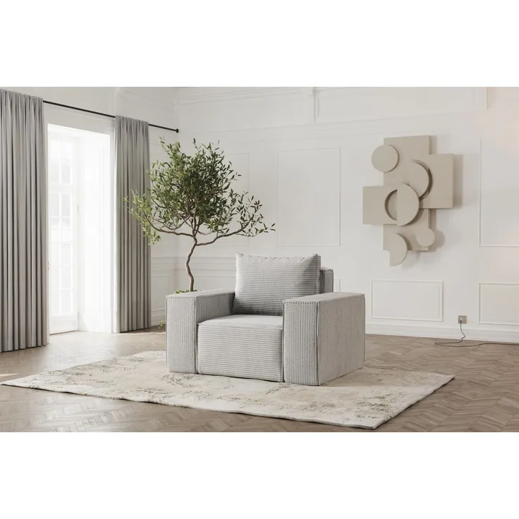 Sessel Designersessel ESTELLE in Stoff Poso Hellgrau