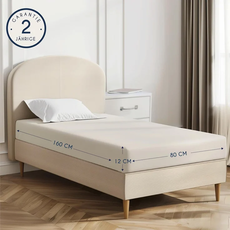 Dreamzie - Spannbettlaken 80x160 cm - Baumwolle Oeko Tex Zertifiziert - Beige - 100% Jersey Spannbetttuch 80x160 – Bild 2