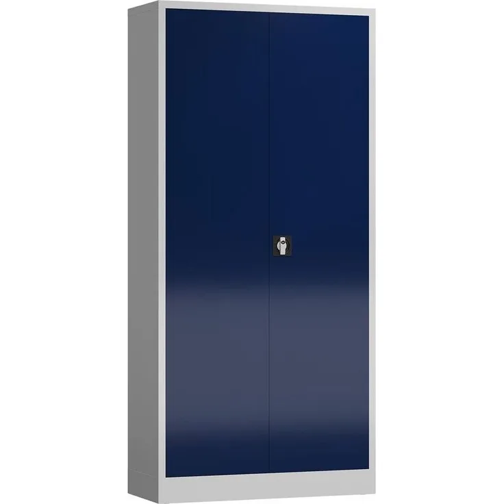 Aktenschrank Metallschrank 2 Türen 4 Fachböden 194,5 x 92 x 42 cm grau/enzianblau