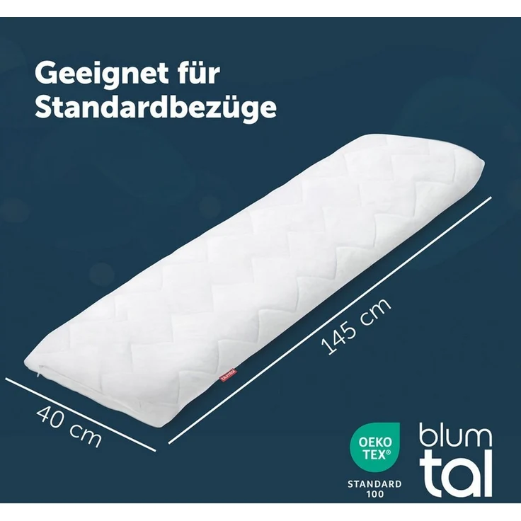 Blumtal Seitenschläferkissen Oeko Tex zertifiziertes Kissen mit anpassbarer Füllung 40x145 cm – Bild 2