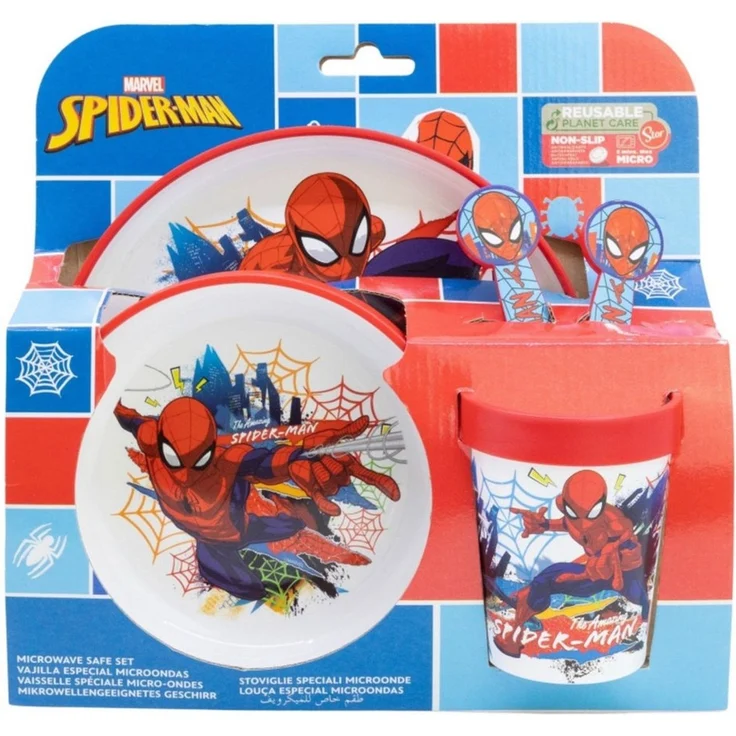 Spiderman Kindergeschirr-Set Set 5-teilig Rutschfestes Ess-Set (5-tlg) – Bild 2