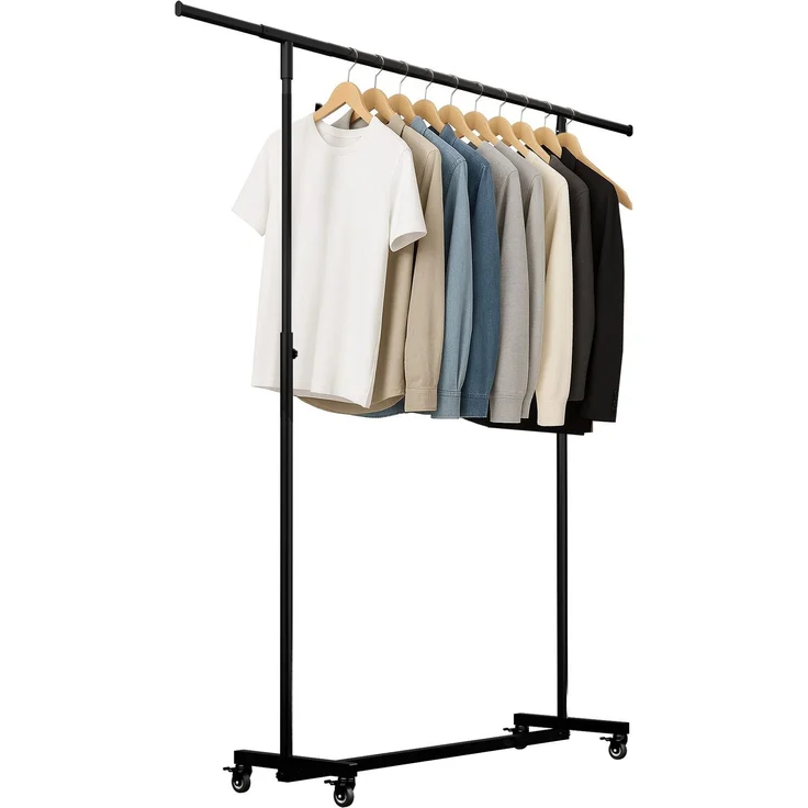 CLP Kleiderständer Soran auf Rollen ausziehbar höhenverstellbar klappbar aus Stahl,120 x 50 x 188 cm – Bild 1