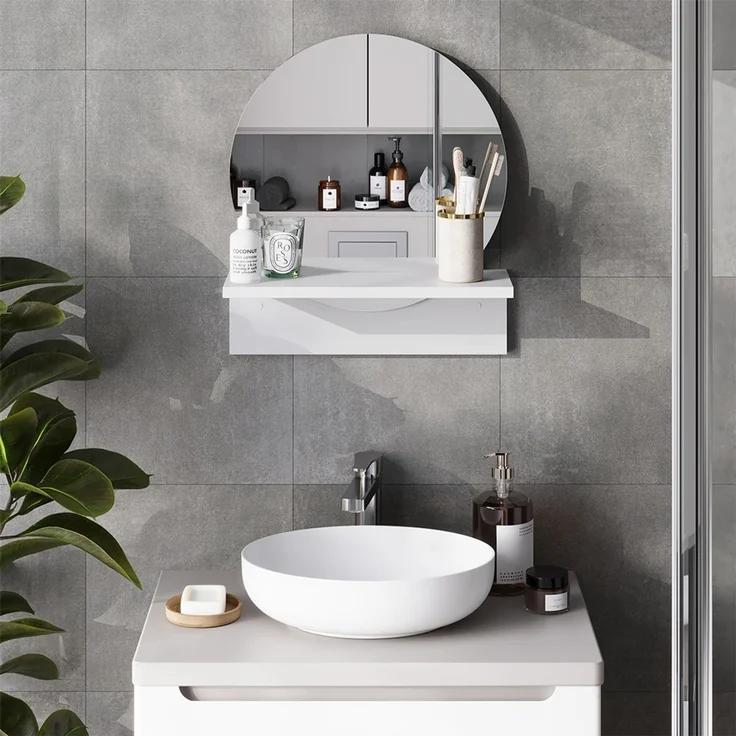 Badezimmerspiegel Elyra Weiß 40 x 47.5 cm mit Ablage Vicco – Bild 3