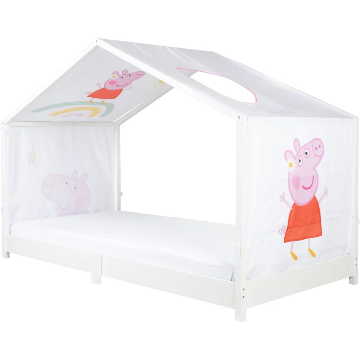 roba Bezug für Montessori Hausbetten 90 x 200 cm im Peppa Pig Design - Passendes Zubehör zum Umbau in Himmelbett - Inkl. 3 Aufbewahrungstaschen & Dachfenster – Bild 2