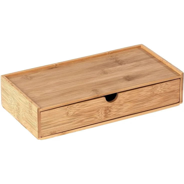 WENKO TERRA Aufbewahrungsbox, Braun, mit Schublade, aus Bambus
