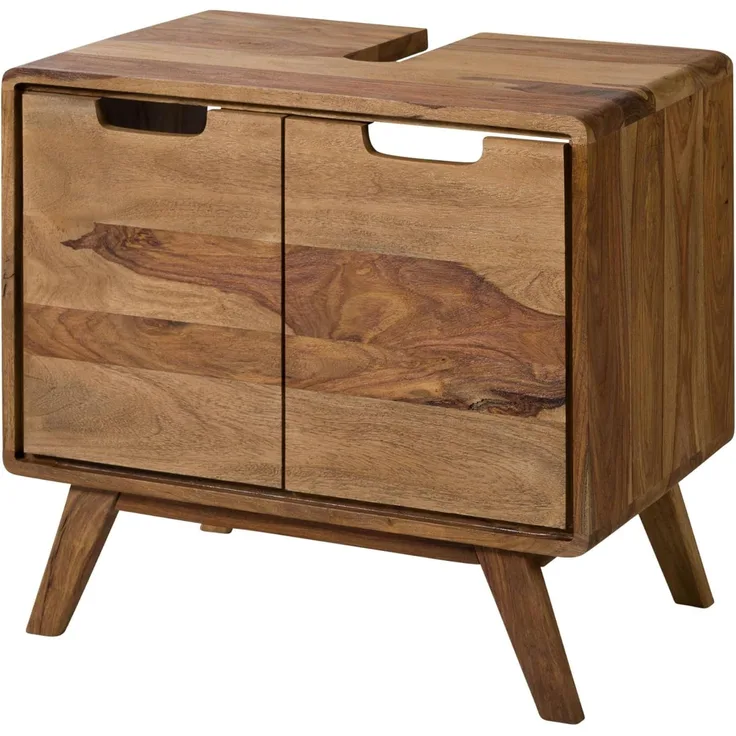 Massivmoebel24 Waschbeckenunterschrank (Sheesham 60 x 40 x 55 natur sandgestrahlt MALMÖ 2 #265)
